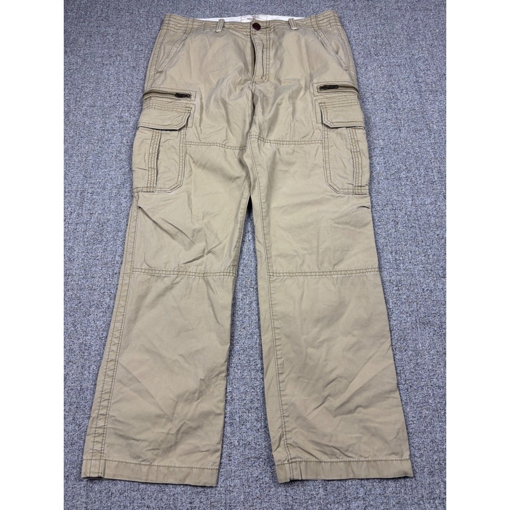 Hollister Mens Cargo Pants Khaki Tan Multi Pocket Straight‎ Leg 31x29